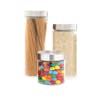 Three EatNeat Glass Kitchen Containers filled with different foods.