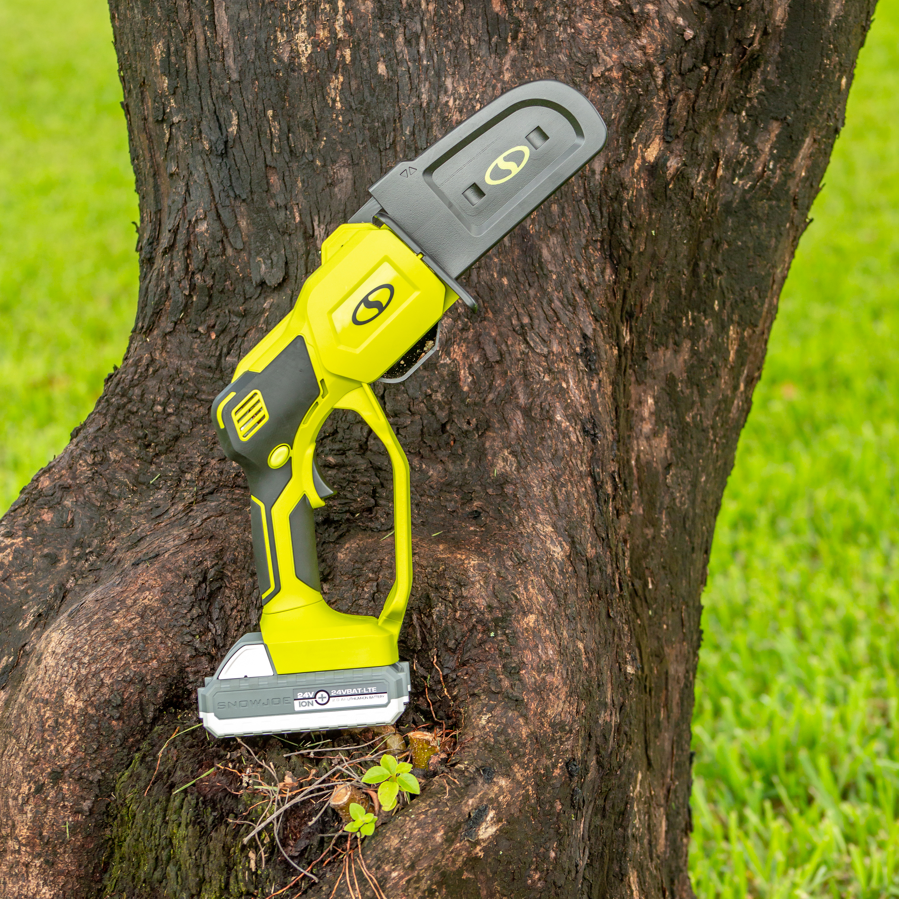 Sun Joe 24V-HCS-LTE-P1 24-Volt iON+ Cordless Mini Chainsaw, Handheld, Green