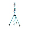 Aqua Joe 51.7-inch Indestructible Turbo Drive 360 Degree Telescoping Tripod Lawn and Garden Sprinkler and Mister with motion blur showing the extendable neck.