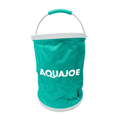 Aqua Joe 3.4-gallon turquoise portable folding bucket.