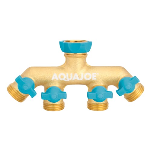 Aqua Joe 4-way brass Garden Hose Splitter.