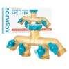 Aqua Joe 4-way brass Garden Hose Splitter with packaging.