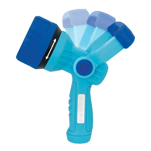 Aqua Joe Indestructible Fireman's High Pressure Hose Nozzle with motion blur showing the adjustable handle.