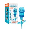 Aqua Joe Turbo Drive 360° Sprinkler with the packaging behind it.