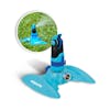 Aqua Joe Turbo Drive Sprinkler with inset image of product in use
