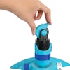Person adjusting the spray range on the Aqua Joe 4-Pattern Turbo Drive 360 Degree Sprinkler.