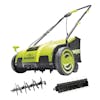 Sun Joe 12-amp 13-inch Electric Lawn Dethatcher with dethatching cylinder and scarifying sylinder.