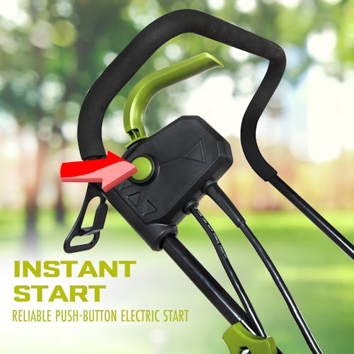 Instant start; reliable push button electric start.