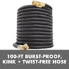 100-foot burst-proof, kink and twist-free hose.