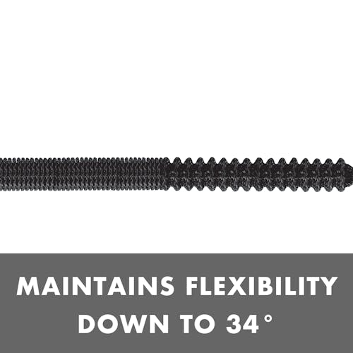 Maintains flexibility down to 34 degrees.