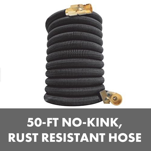 50 foot no-kink, rust resistant hose.