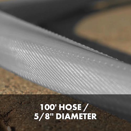 100' length and 5/8" diameter of aqua joe fiberjacket hose