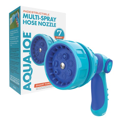 Aqua Joe Indestructible Series Non-Slip Grip Hose Nozzle with packaging.