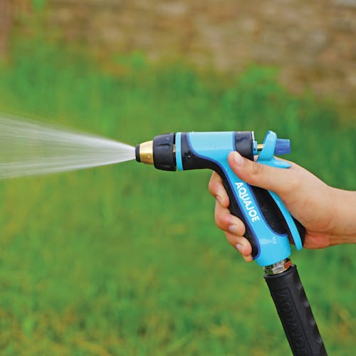 Cone spray setting for the Aqua Joe Indestructible Multi-Function Adjustable Hose Nozzle.