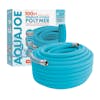 Aqua Joe 100-foot hybrid polymer garden hose with packaging.