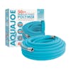 Aqua Joe 50-foot hybrid polymer garden hose with packaging.