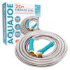 Aqua Joe 25-foot heavy-duty metal garden hose with packaging.