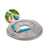 Aqua Joe Heavy Duty Metal Garden Hose with inset image of product in use