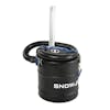 Snow Joe 5-amp 4.8 Gallon Ash Vacuum with the extension hose and suction tube attached.