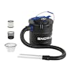 Snow Joe 5-amp 4.8 Gallon Ash Vacuum with extension hose, suction tube, pre-filter, pleaded filter, and wire filter basket.