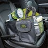 Auto Joe Collapsible Auto Storage Organizer sitting in a car seat filled with a flashlight, power cord, water bottle, and more.