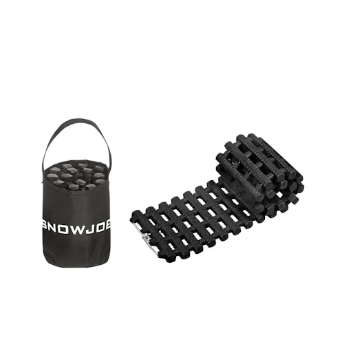 Snow Joe 24-inch Thermoplastic Rubber TrackAssist Non-Slip Traction for car tires with carry bag.
