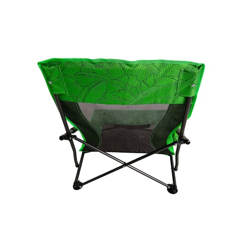 Rear view of the Bliss Hammocks Collapsible Green Banana Leaves Beach Chair.