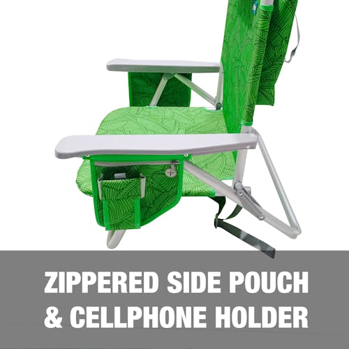 Zippered side pouch and cellphone holder.