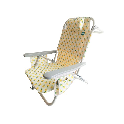 Right-angled view of the Bliss Hammocks Backpack Aluminum Pineapple Beach Chair.