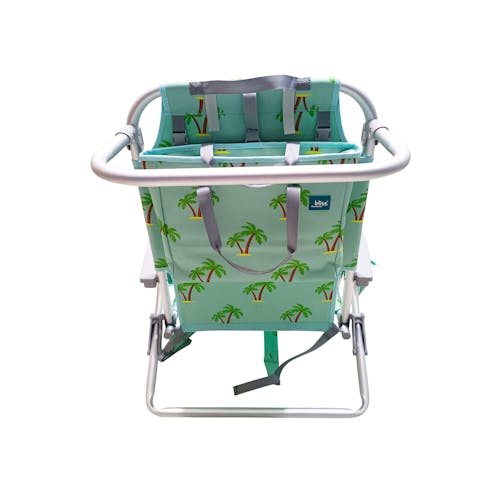 Rear view of the Bliss Hammocks Backpack Aluminum Palm Tree Beach Chair.