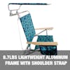 8.7-pound lightweight aluminum frame with shoulder strap.