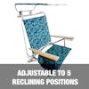 Adjustable to reclining positions.