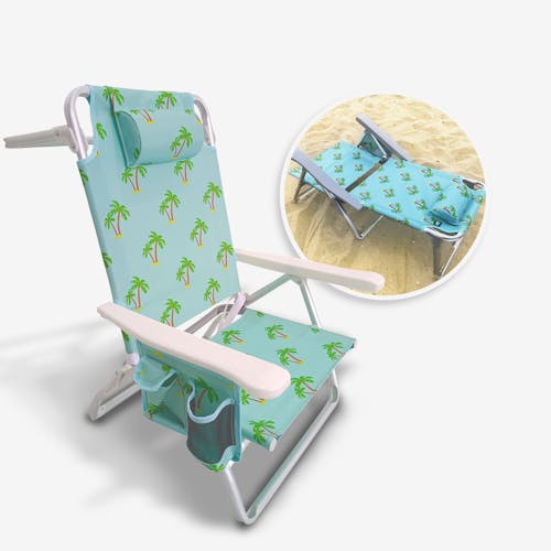 Bliss hammocks folding beach chair with towel rack with inset image of product in use