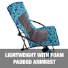 Lightweight with foam padded armrests.