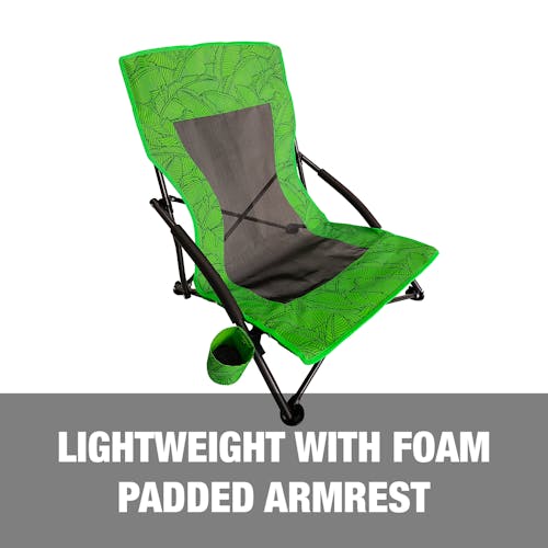 Lightweight with foam padded armrests.