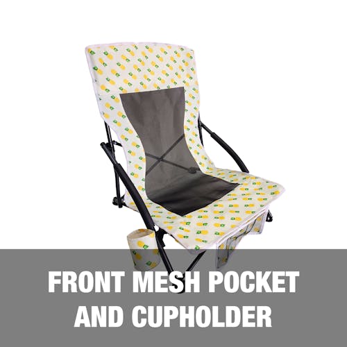 Front mesh pocket and cup holder.