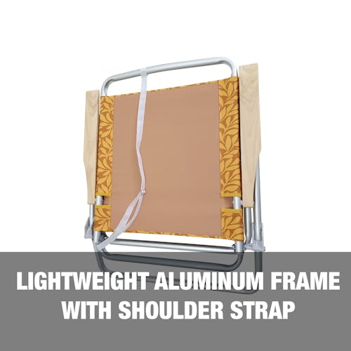Lightweight aluminum frame with shoulder strap.