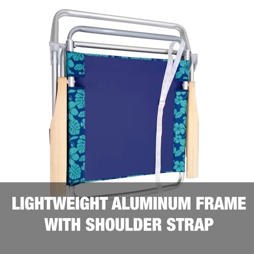 Lightweight aluminum frame with shoulder strap.