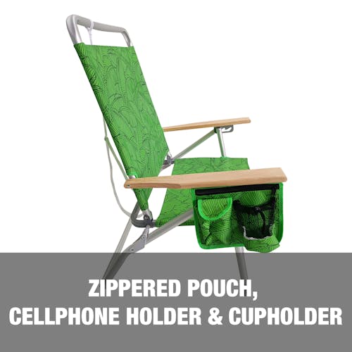 Zippered pouch, cellphone holder, and cupholder.