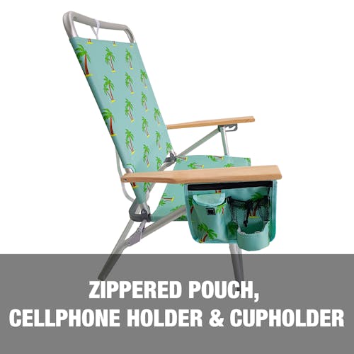 Zippered pouch, cellphone holder, and cupholder.