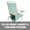 275-pound weight capacity and 3 reclining positions.