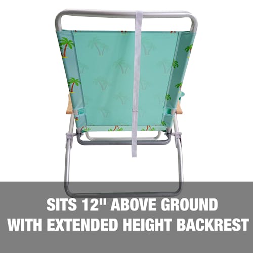 Sits 12 inches above ground with extended height backrest.
