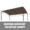 Weather resistant polyester canopy.