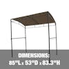 Dimensions: 85-inch length, 53-inch depth, and 83.3-inch height.