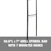 50.6-inch long grill utensil bar with 7 mounted hooks.