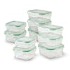EatNeat 20-piece set of 10 square glass storage bowls with airtight locking lids.