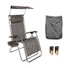 Bliss Hammocks 26-inch Wide Brown Jacquard Zero Gravity Chair, chair cover, and 2 brown wheels.