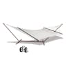 Bliss Hammocks 55-inch Wide 2-Person Weekender Deluxe Hammock, a 15-foot bronze hammock stand, and wheel kit.