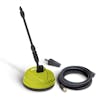 Sun Joe 10-inch Deck and Patio Cleaning Attachment with a universal turbo head nozzle and 25-foot heavy duty extension hose for pressure washers.