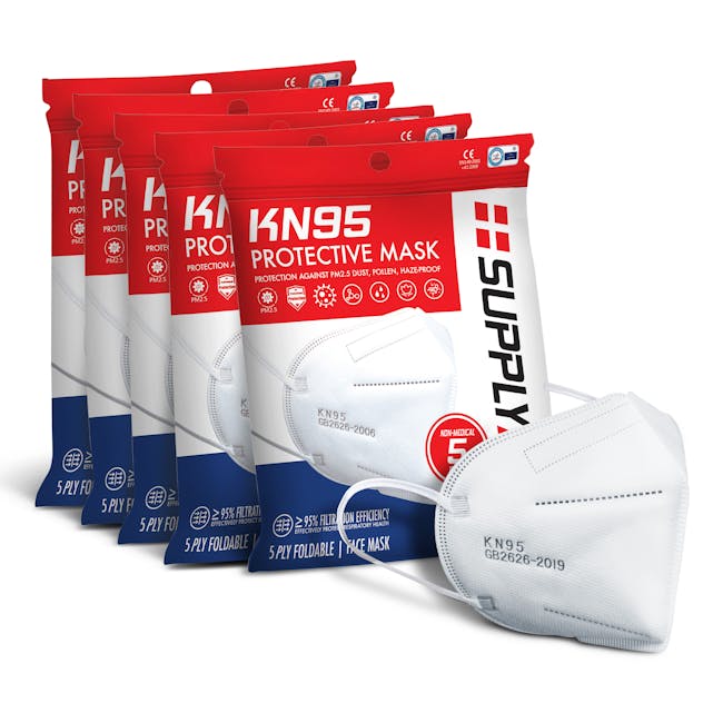 Supply Aid 25-pack of White KN95 Protective Face Masks.